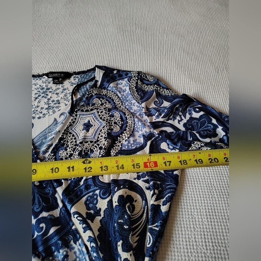 Glamour Blue Paisley Dress Size 12P - Picture 6 of 12